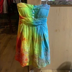 Beautiful Strapless Tye-Dye Dress